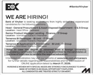Bank of Khyber Jobs